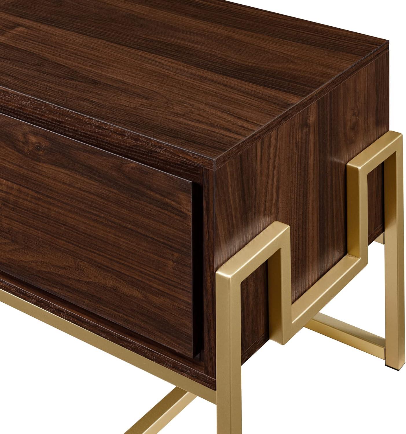 image:imageWalker Edison Simone Contemporary GoldFrame Storage TV Stand for TVs up to 65 Inches 60 Inch Dark Walnut