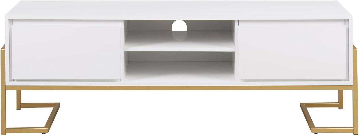 image:imageWalker Edison Simone Contemporary GoldFrame Storage TV Stand for TVs up to 65 Inches 60 Inch Solid White