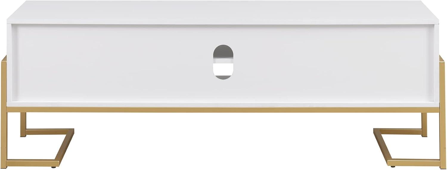 image:imageWalker Edison Simone Contemporary GoldFrame Storage TV Stand for TVs up to 65 Inches 60 Inch Solid White