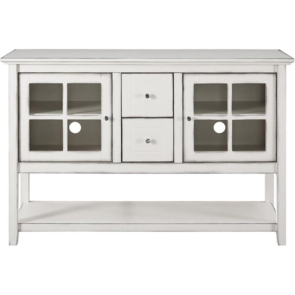 image:imageWalker Edison Charlotte Classic Glass Door Storage Buffet 52 Inch WhiteAntique White