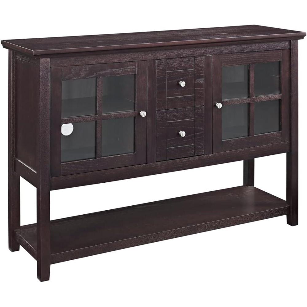 image:imageWalker Edison Charlotte Classic Glass Door Storage Buffet 52 Inch WhiteEspresso