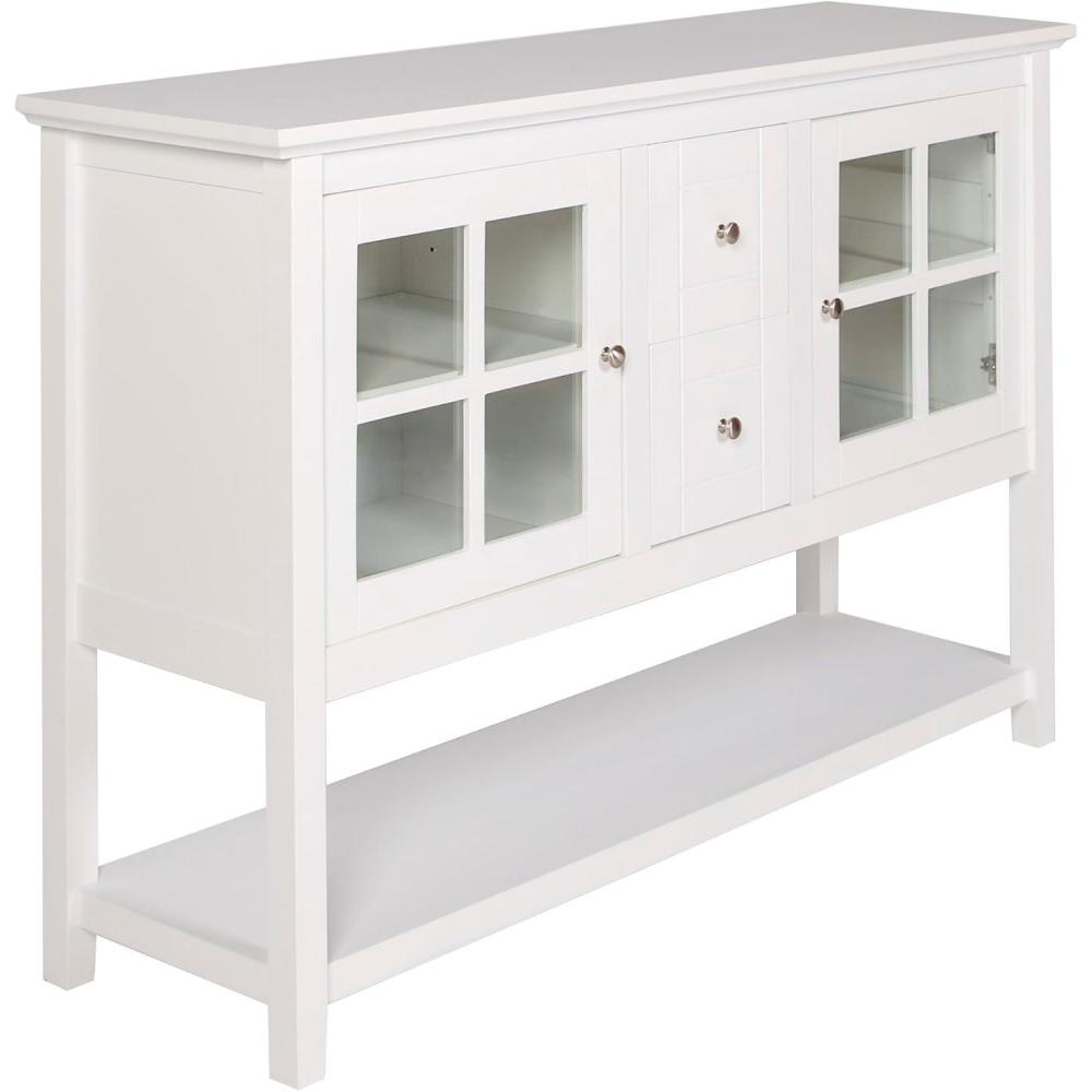 image:imageWalker Edison Charlotte Classic Glass Door Storage Buffet 52 Inch WhiteWhite