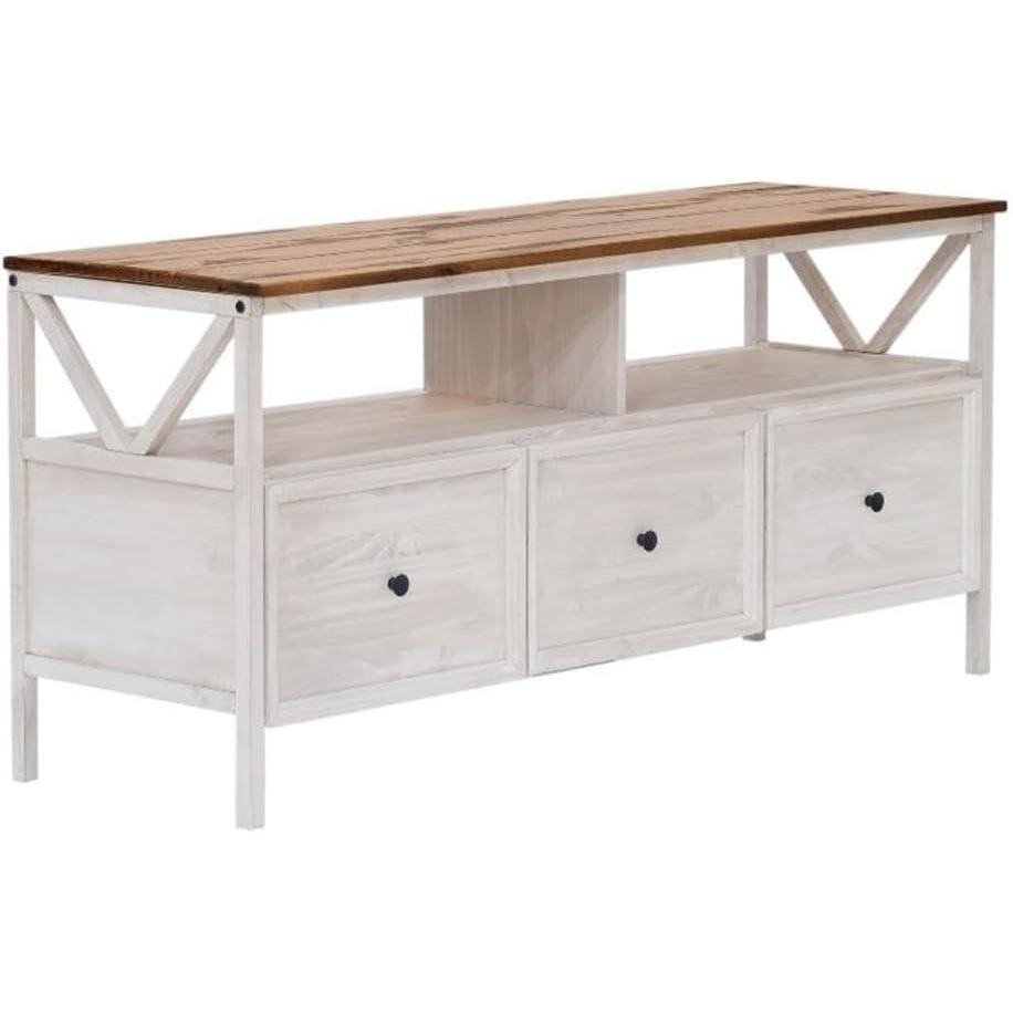 image:imageWalker Edison Clara Modern Farmhouse Two Tone Storage TV Stand for TVs up to 65 Inches 60 Inch Reclaimed Barnwood and White Wash