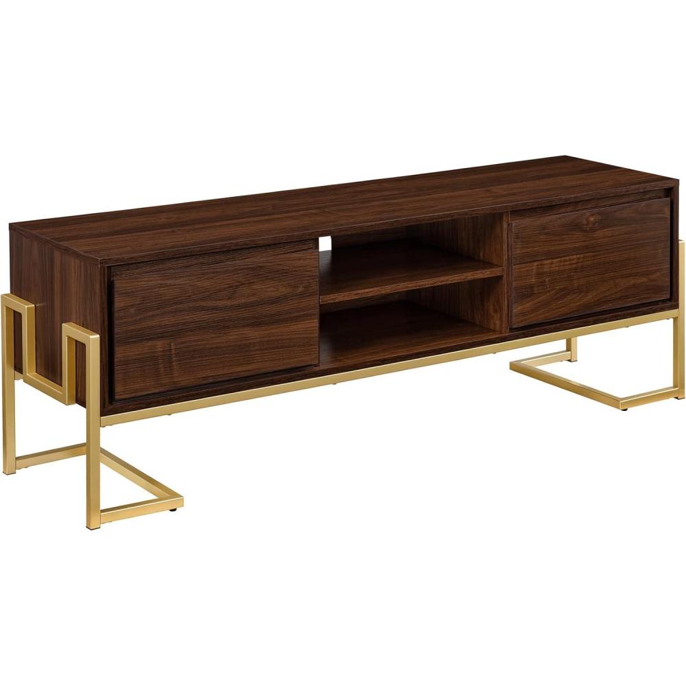 image:imageWalker Edison Simone Contemporary GoldFrame Storage TV Stand for TVs up to 65 Inches 60 Inch Dark Walnut