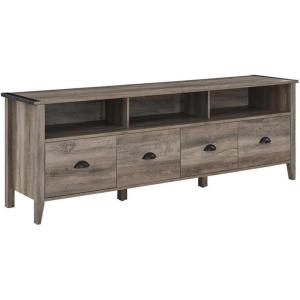 Walker Edison Chantilly 70 Inch Modern Farmhouse 4 Drawer TV Stand for TVs up to 80 Inches – Grey Wash(Grey Wash)