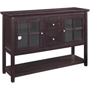 Walker Edison Charlotte Classic Glass Door Storage Buffet, 52 Inch, White(Espresso)