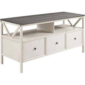 Walker Edison Clara Modern Farmhouse Two Tone Storage TV Stand for TVs up to 65 Inches 60 Inch Grey and White Wash