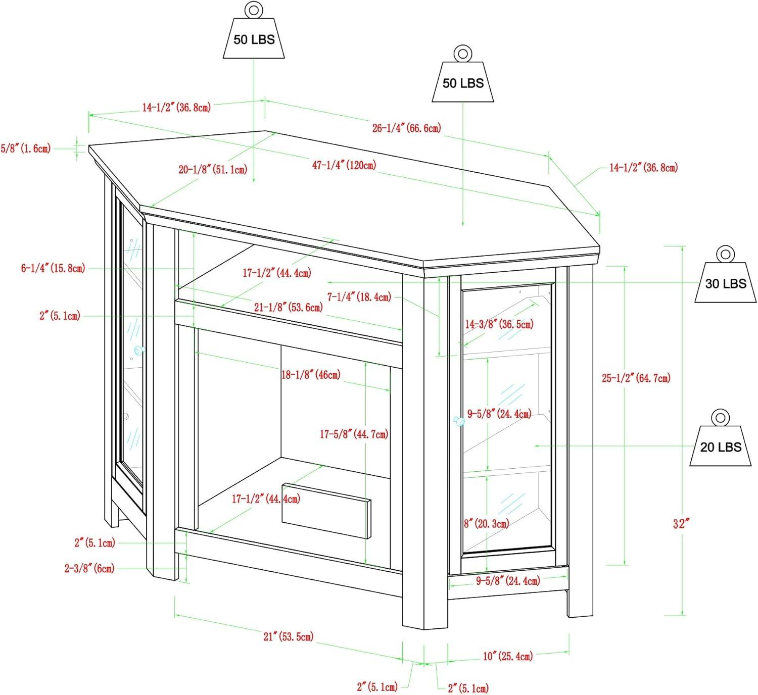 image:imageWalker Edison Alcott Classic Glass Door Fireplace Corner TV Stand for TVs up to 55 Inches 48 Inch EspressoGrey Wash