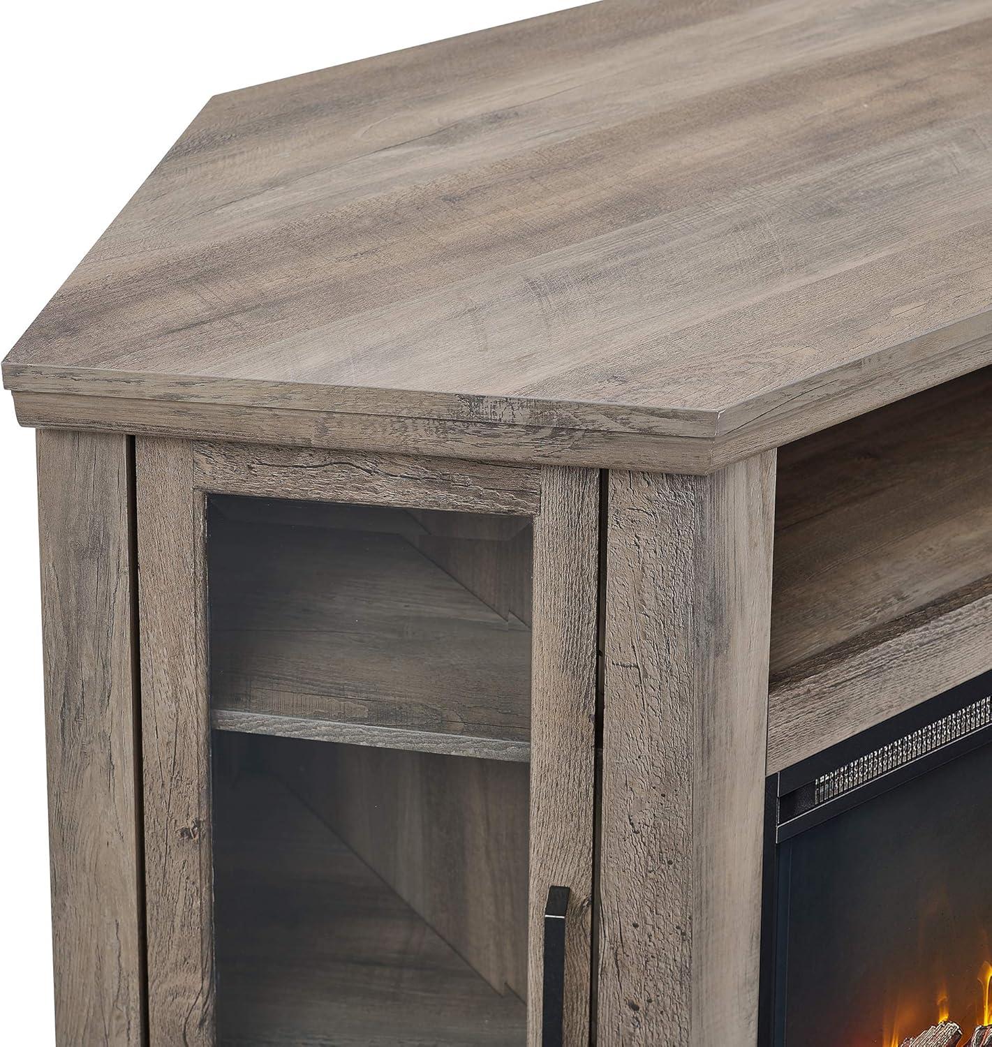image:imageWalker Edison Alcott Classic Glass Door Fireplace Corner TV Stand for TVs up to 55 Inches 48 Inch EspressoGrey Wash