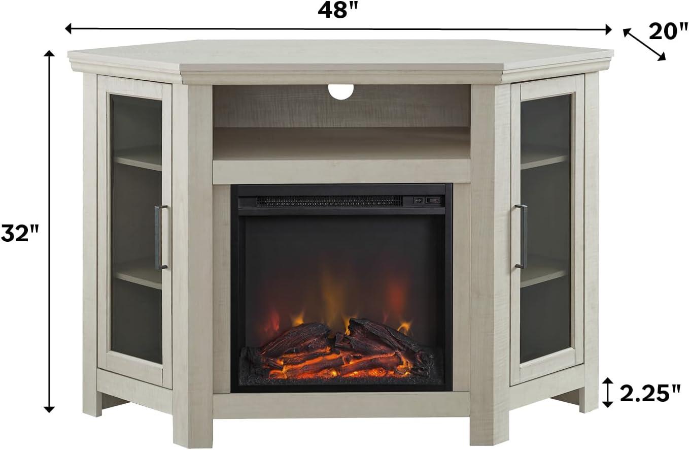 image:imageWalker Edison Alcott Classic Glass Door Fireplace Corner TV Stand for TVs up to 55 Inches 48 Inch EspressoWhite Oak