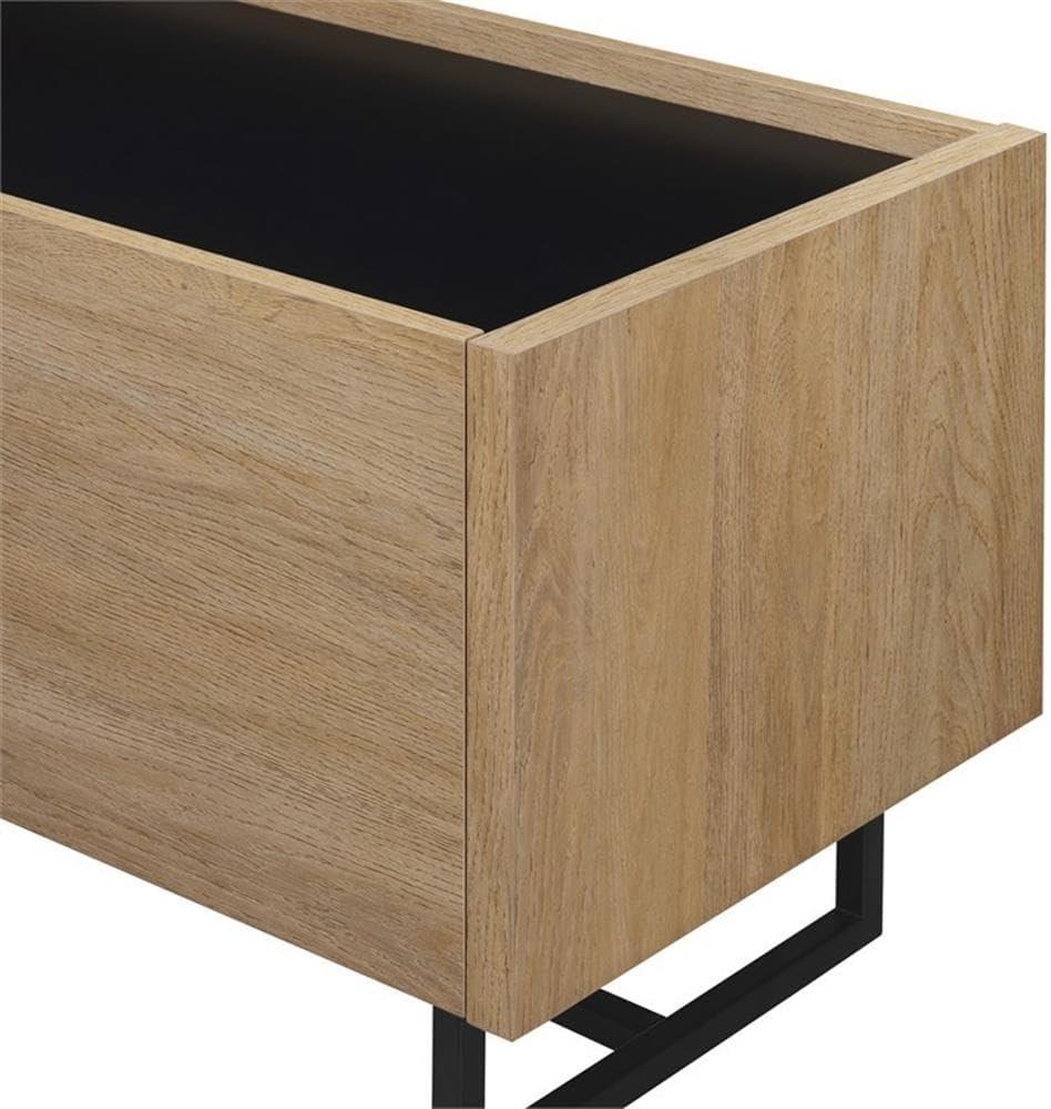 image:imageWalker Edison Rowan Contemporary Wood and Faux Marble Low DropDown Door TV Stand for TVs up to 65 Inches 63 Inch Coastal Oak