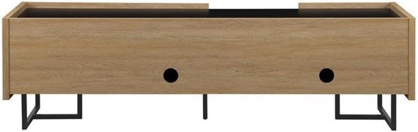 image:imageWalker Edison Rowan Contemporary Wood and Faux Marble Low DropDown Door TV Stand for TVs up to 65 Inches 63 Inch Coastal Oak