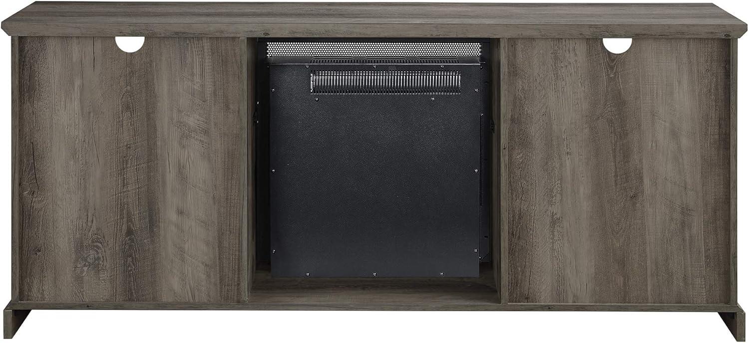 image:imageWalker Edison Rustic Farmhouse Wood and Glass Fireplace TV Stand with 2 Cabinet Doors for TVs up to 65 60 Inch Grey
