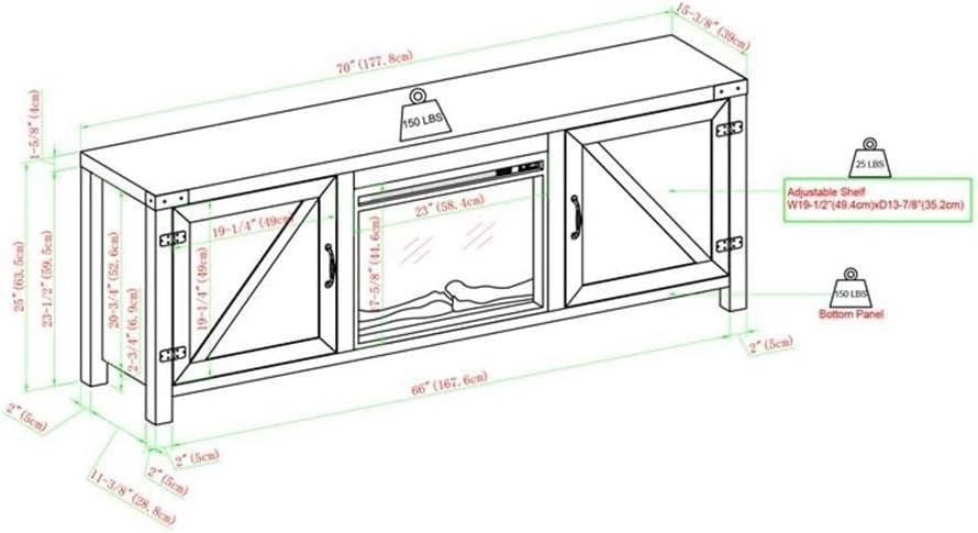 image:imageWalker Edison Sayer Modern Farmhouse Barn Door Fireplace Stand for TVs up to 80 Inches 70 Inch Grey Wash