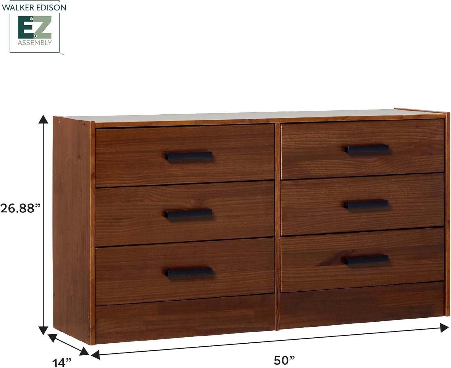 image:imageWalker Edison Easy Assembly Solid Wood 6Drawer Dresser with Handles Walnut