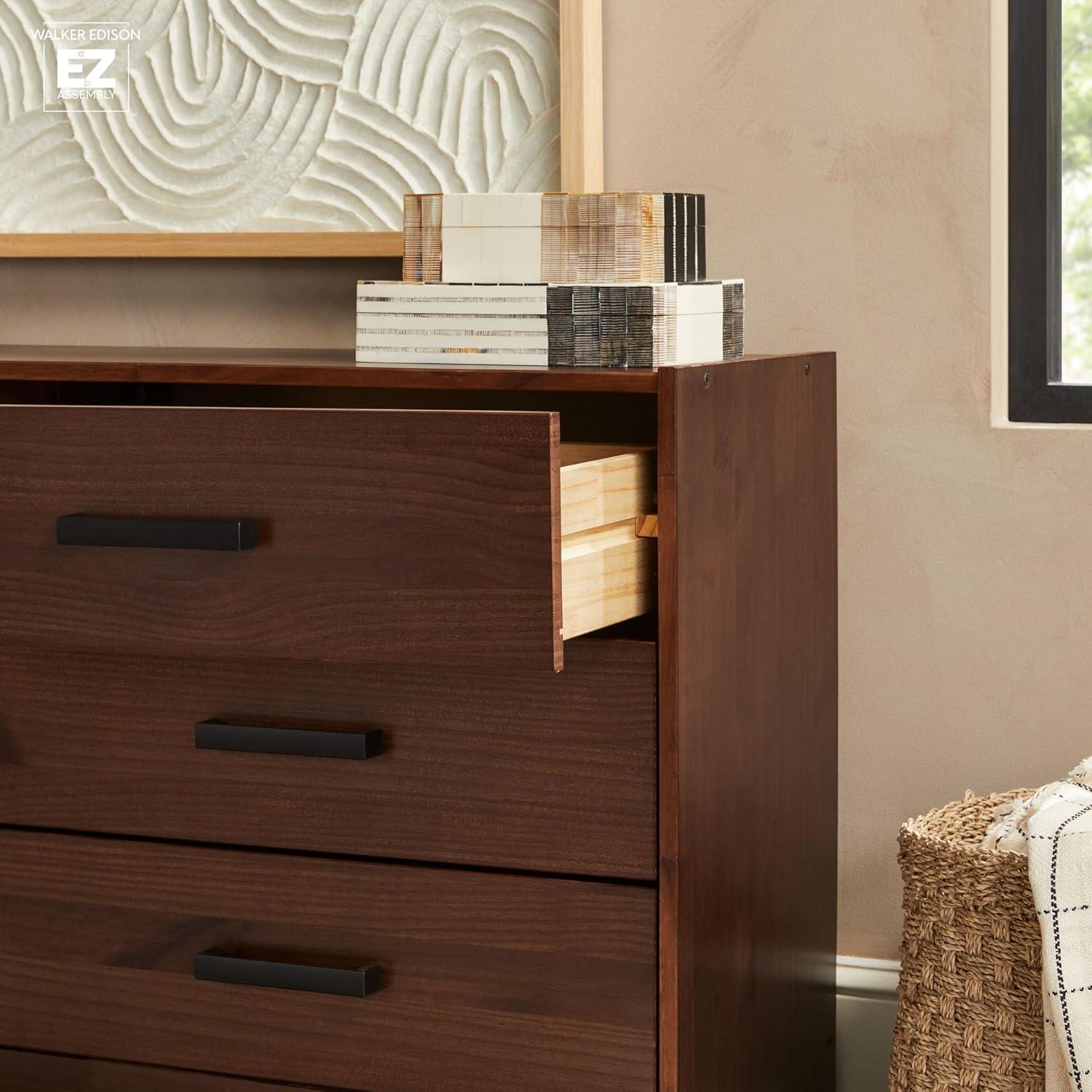 image:imageWalker Edison Easy Assembly Solid Wood 6Drawer Dresser with Handles Walnut