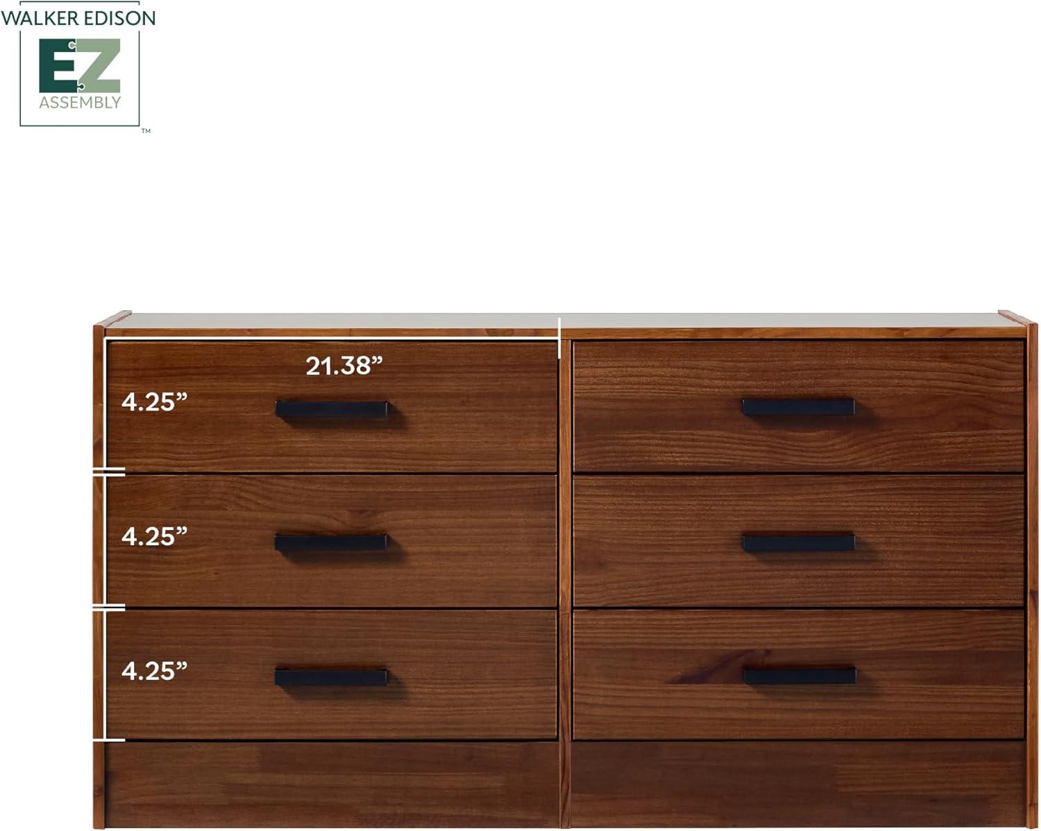 image:imageWalker Edison Easy Assembly Solid Wood 6Drawer Dresser with Handles Walnut