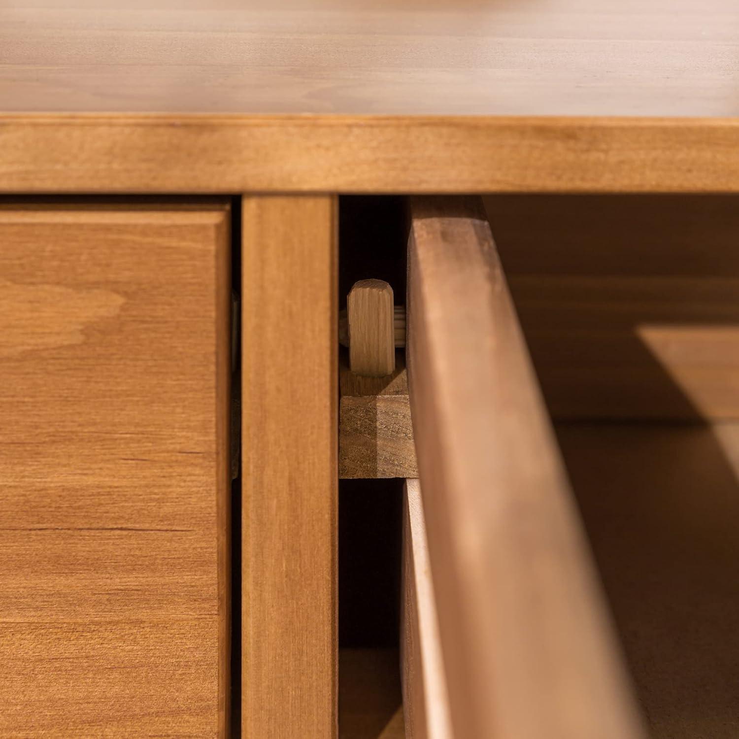 image:imageWalker Edison Blythe MidCentury Modern TrayTop Solid Wood 9Drawer Dresser 60 Inch WhiteCaramel