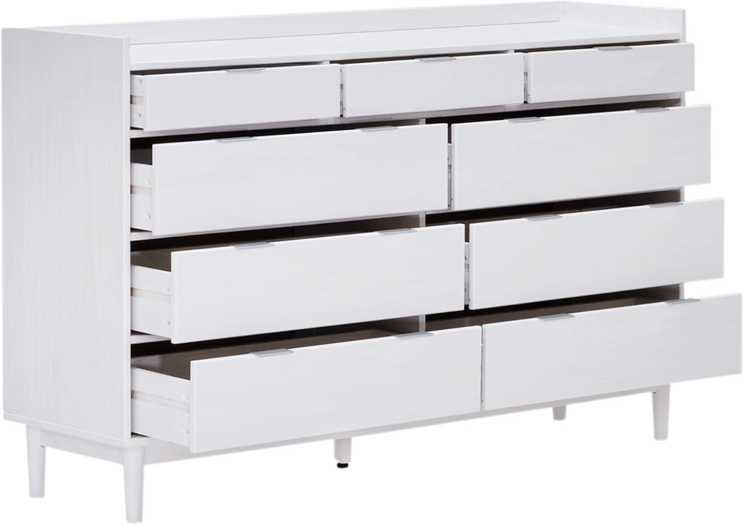 image:imageWalker Edison Blythe MidCentury Modern TrayTop Solid Wood 9Drawer Dresser 60 Inch WhiteWhite