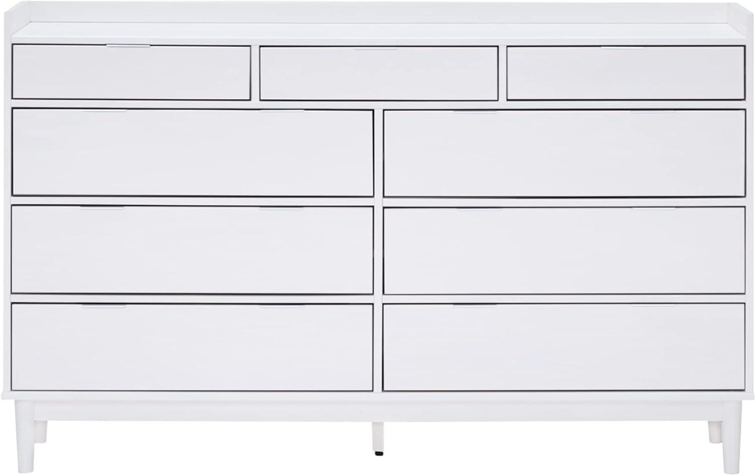 image:imageWalker Edison Blythe MidCentury Modern TrayTop Solid Wood 9Drawer Dresser 60 Inch WhiteWhite