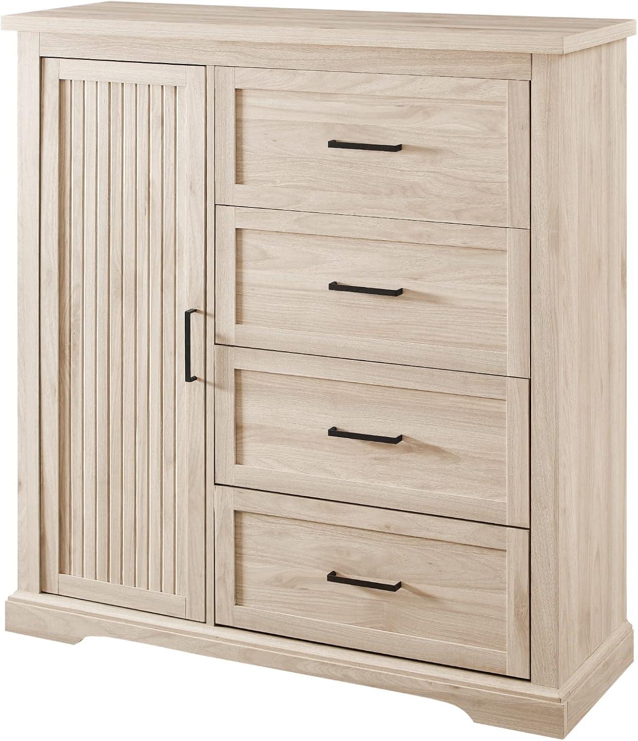 image:imageWalker Edison Coronado Coastal Style 4 Drawer Grooved Door Storage Chest 45 Inch Dark WalnutBirch