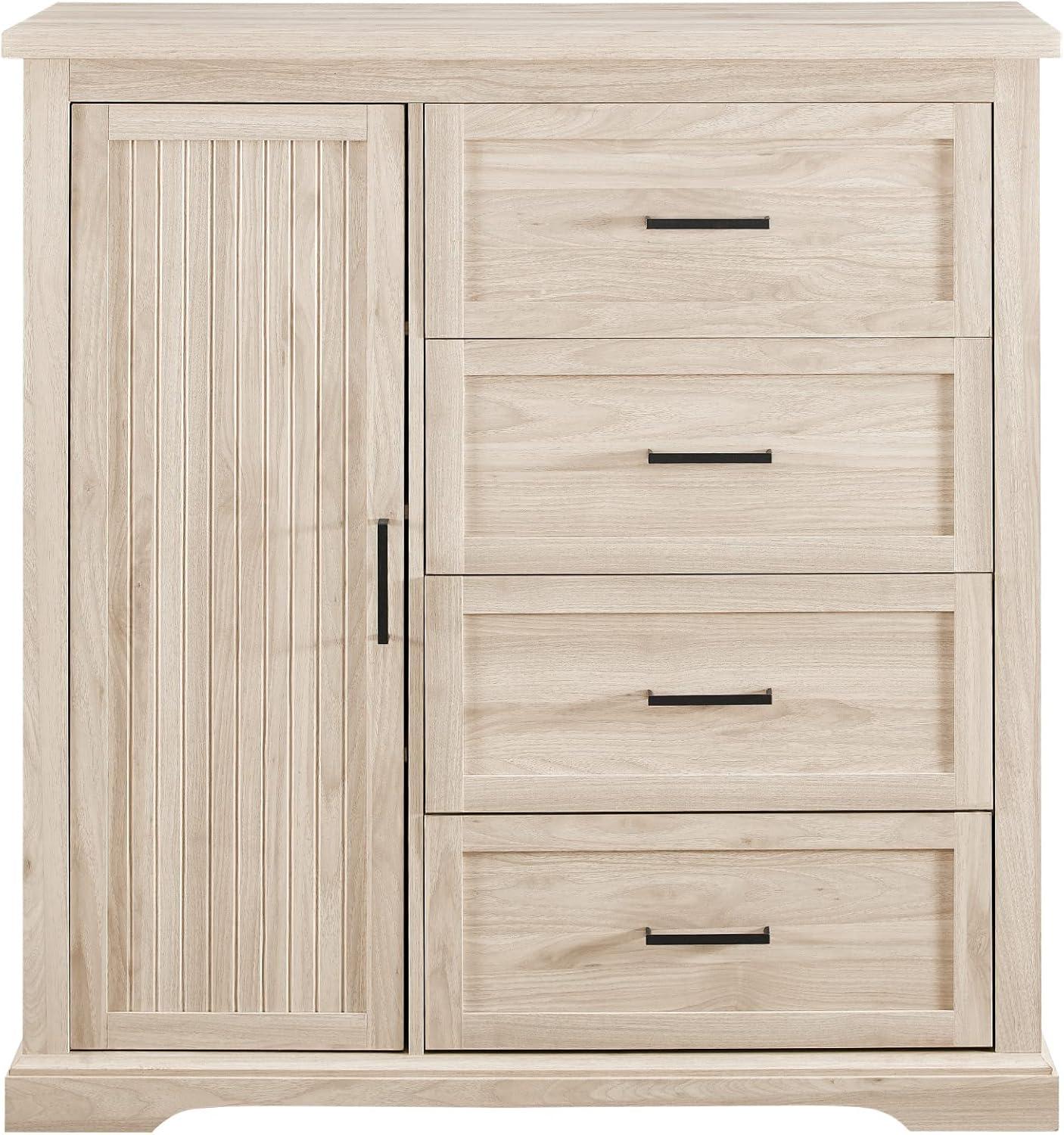image:imageWalker Edison Coronado Coastal Style 4 Drawer Grooved Door Storage Chest 45 Inch Dark WalnutBirch