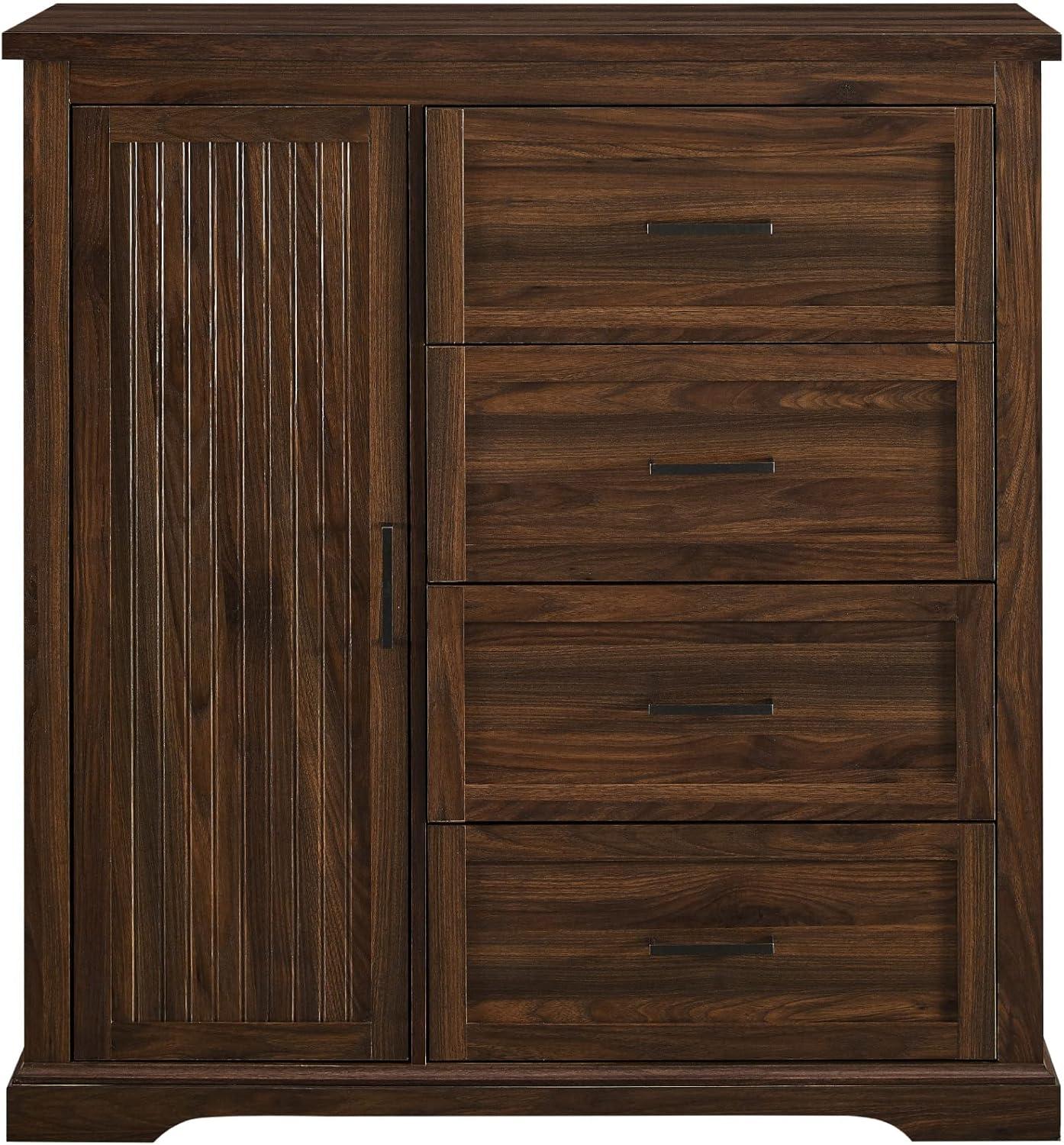 image:imageWalker Edison Coronado Coastal Style 4 Drawer Grooved Door Storage Chest 45 Inch Dark WalnutDark Walnut