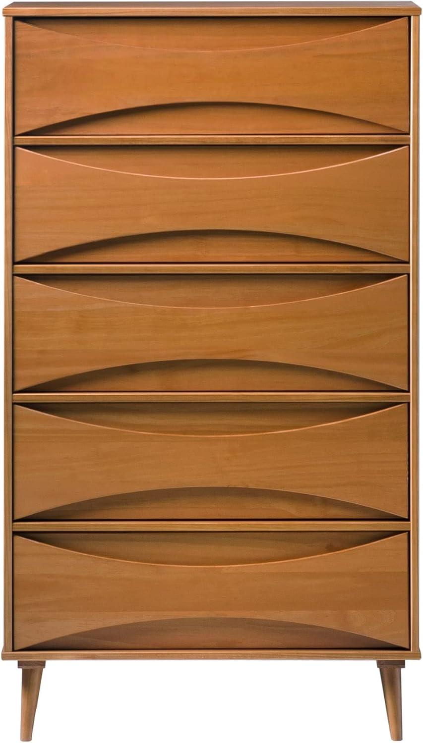 image:imageWalker Edison Lowry MidCentury Modern DetailedDrawer Solid Wood Dresser 30 Inch WalnutCaramel