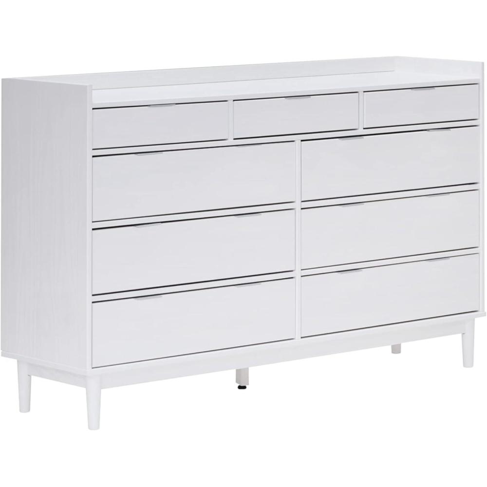 image:imageWalker Edison Blythe MidCentury Modern TrayTop Solid Wood 9Drawer Dresser 60 Inch WhiteWhite