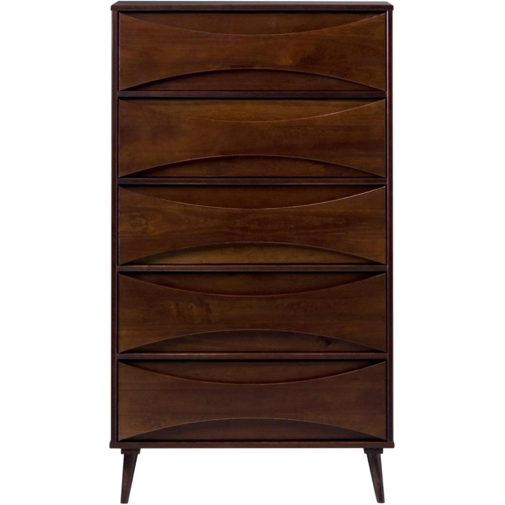 image:imageWalker Edison Lowry MidCentury Modern DetailedDrawer Solid Wood Dresser 30 Inch WalnutWalnut